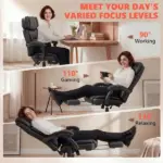 High Back Vibration Massage Office Chair Heated Reclining Computer Chair w/ Footrest, Swivel Wheels, Remote, Black - Image 8