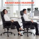 High Back Vibration Massage Office Chair Heated Reclining Computer Chair w/ Footrest, Swivel Wheels, Remote, Black - Image 9