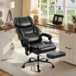 High Back Vibration Massage Office Chair Heated Reclining Computer Chair w/ Footrest, Swivel Wheels, Remote, Black - Image 10