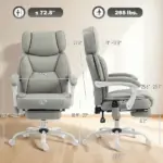High Back Vibration Massage Office Chair Heated Reclining Computer Chair with Footrest, Swivel Wheels, Remote, Light Gray - Image 3