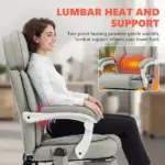 High Back Vibration Massage Office Chair Heated Reclining Computer Chair with Footrest, Swivel Wheels, Remote, Light Gray - Image 5