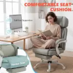 High Back Vibration Massage Office Chair Heated Reclining Computer Chair with Footrest, Swivel Wheels, Remote, Light Gray - Image 7