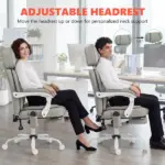 High Back Vibration Massage Office Chair Heated Reclining Computer Chair with Footrest, Swivel Wheels, Remote, Light Gray - Image 9