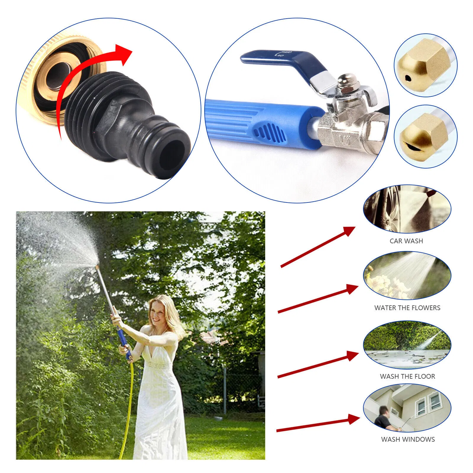 High Pressure Washer Spray Gun Wand Attachment for Garden Hose