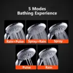 5 Setting Handheld High Pressure Shower Head with 5 Foot Hose - Image 5