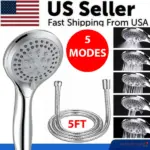 5 Setting Handheld High Pressure Shower Head with 5 Foot Hose