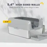 PawHut High Sided Stainless Steel Litter Box with Metal Scoop and Scoop Holder, for Easy Clean and Anti-Urine Leakage, Light Gray - Image 3