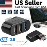 3 Port USB 3.0 Hub Splitter Adapter for Desktop PC Laptop and Mac