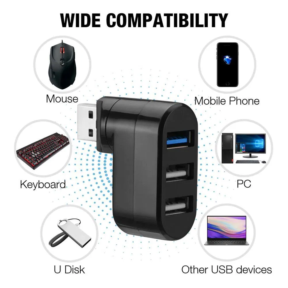 3 Port USB 3.0 Hub Splitter Adapter for Desktop PC Laptop and Mac
