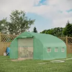 Outsunny High Tunnel Greenhouse 11.5' Large Walk-In with Mesh Door and Windows - Image 2