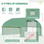 Outsunny High Tunnel Greenhouse 11.5' Large Walk-In with Mesh Door and Windows - Image 4