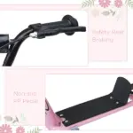 HOMCOM Adjustable Height Kick Scooter for Kids 5-12, Non-Slip Footplate, Big Wheels, Rear Brake, Pink - Image 5