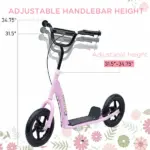 HOMCOM Adjustable Height Kick Scooter for Kids 5-12, Non-Slip Footplate, Big Wheels, Rear Brake, Pink - Image 6