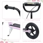 HOMCOM Adjustable Height Kick Scooter for Kids 5-12, Non-Slip Footplate, Big Wheels, Rear Brake, Pink - Image 7