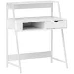 Home Office desk, Computer Desk for Small Spaces, Study Table with Drawer and Storage Shelves, White - Image 12