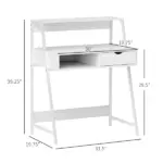 Home Office desk, Computer Desk for Small Spaces, Study Table with Drawer and Storage Shelves, White - Image 3