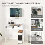 Home Office desk, Computer Desk for Small Spaces, Study Table with Drawer and Storage Shelves, White - Image 9