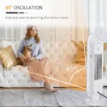 HOMCOM Home Space Heater, Portable Electric Heaters with 45 Degree Oscillation, Remote Control, 24H Timer and Overheating Protection, 1500W/1000W - Image 7