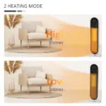 HOMCOM Home Space Heater, Portable Electric Heaters with 45 Degree Oscillation, Remote Control, 24H Timer and Overheating Protection, 1500W/1000W - Image 9