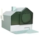 PawHut Hooded Cat Litter Box with Mat, Particle Catching, Easy Clean, Light Blue - Image 11