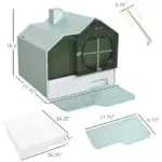 PawHut Hooded Cat Litter Box with Mat, Particle Catching, Easy Clean, Light Blue - Image 3