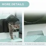 PawHut Hooded Cat Litter Box with Mat, Particle Catching, Easy Clean, Light Blue - Image 7