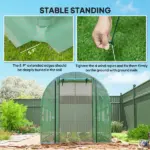 Outsunny Hoop House Greenhouse, Walk-in Tunnel Greenhouse with 2 Support Rods, Zippered Roll-up Mesh Door, 14.6'x6.5'x6.6', Green - Image 8