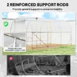 Outsunny Hoop House Greenhouse, Walk-in Tunnel Greenhouse with 2 Support Rods, Zippered Roll-up Mesh Door, 14.6 ft x 6.5 ft x 6.6 ft, White - Image 4