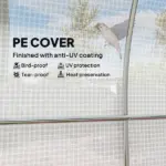 Outsunny Hoop House Greenhouse, Walk-in Tunnel Greenhouse with 2 Support Rods, Zippered Roll-up Mesh Door, 14.6 ft x 6.5 ft x 6.6 ft, White - Image 5
