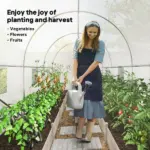 Outsunny Hoop House Greenhouse, Walk-in Tunnel Greenhouse with 2 Support Rods, Zippered Roll-up Mesh Door, 14.6 ft x 6.5 ft x 6.6 ft, White - Image 9