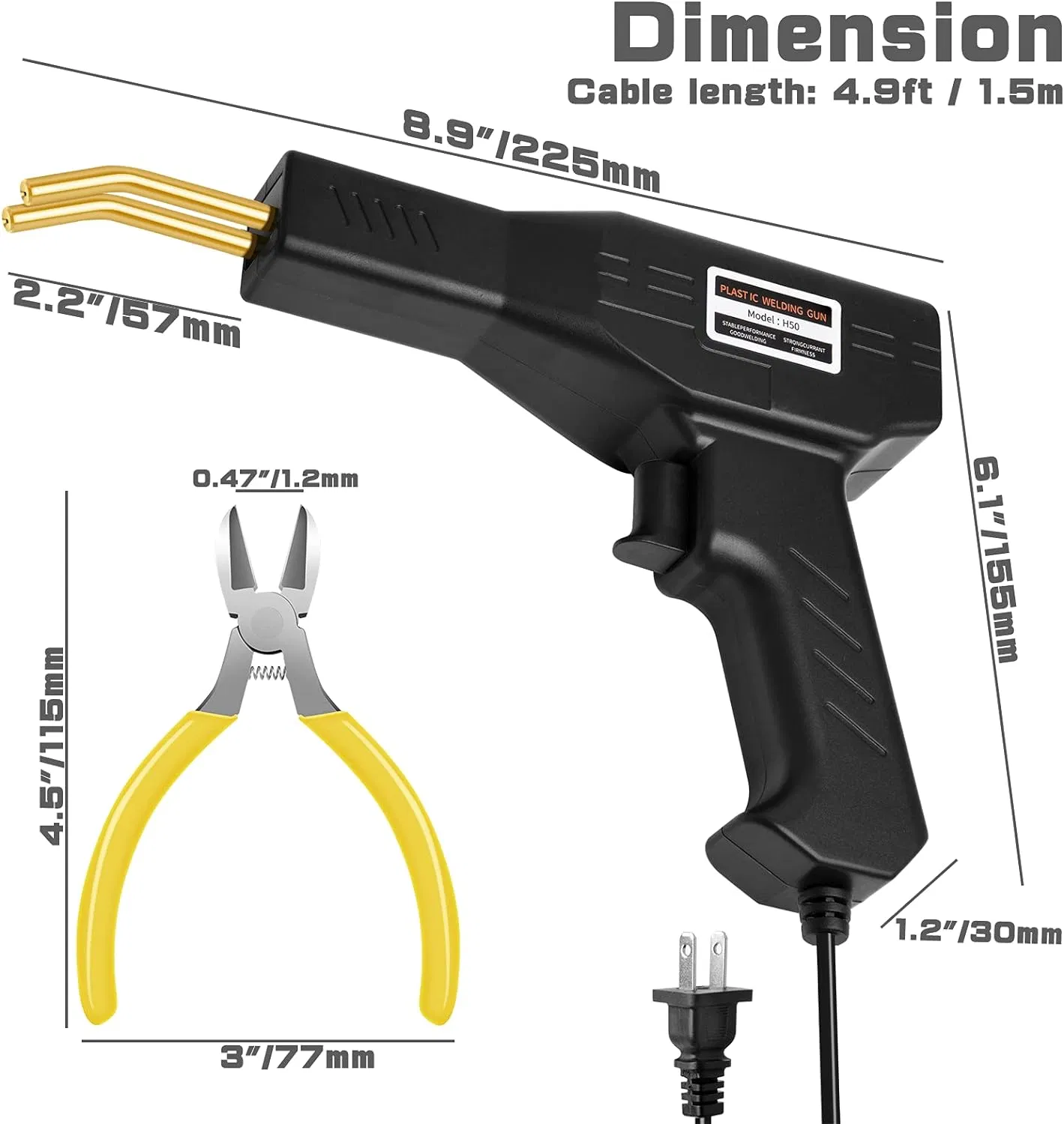 150W Hot Stapler Plastic Repair Welding Kit with 600 Staples Pliers and Knife
