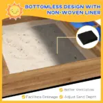 House-Themed Sandbox, Wooden Kids Outdoor Play Area with Canopy, Brown, Imaginative Play for Ages 3-7 - Image 5