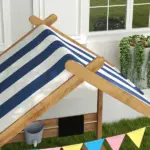 House-Themed Sandbox, Wooden Kids Outdoor Play Area with Canopy, Brown, Imaginative Play for Ages 3-7 - Image 8