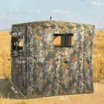 Outsunny Hunting Blind for 2 Person, See Through Pop Up Blind with 270-Degree View, Windows for Deer Hunting, Camouflage - Image 2