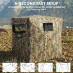 Outsunny Hunting Blind for 2 Person, See Through Pop Up Blind with 270-Degree View, Windows for Deer Hunting, Camouflage - Image 4