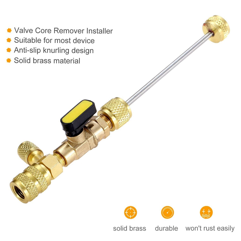 HVAC Schrader Valve Core Remover Tool with 1/4 and 5/16 Inch Ports
