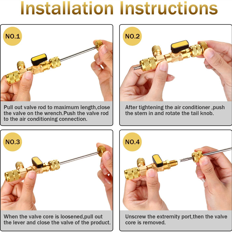 HVAC Schrader Valve Core Remover Tool with 1/4 and 5/16 Inch Ports