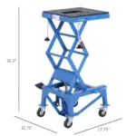 300 lb Hydraulic Motorcycle Scissor Jack Lift with Foot Pedal and Wheels, Blue - Image 3