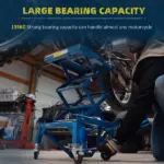 300 lb Hydraulic Motorcycle Scissor Jack Lift with Foot Pedal and Wheels, Blue - Image 4