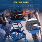 300 lb Hydraulic Motorcycle Scissor Jack Lift with Foot Pedal and Wheels, Blue - Image 6