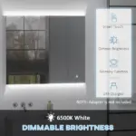 Illuminated Organization: White LED Bathroom Mirror Cabinet with Dimmer, USB and 3 Doors - Image 4