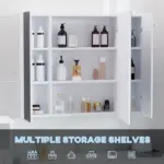 Illuminated Organization: White LED Bathroom Mirror Cabinet with Dimmer, USB and 3 Doors - Image 5