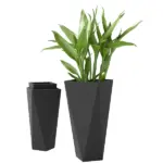 Indoor Outdoor Planters Set of 3 MgO Tall Planters Stackable Flower Pots with Drainage Holes for Garden Balcony Black - Image 11