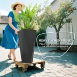 Indoor Outdoor Planters Set of 3 MgO Tall Planters Stackable Flower Pots with Drainage Holes for Garden Balcony Black - Image 4