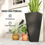 Indoor Outdoor Planters Set of 3 MgO Tall Planters Stackable Flower Pots with Drainage Holes for Garden Balcony Black - Image 7