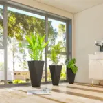 Indoor Outdoor Planters Set of 3 MgO Tall Planters Stackable Flower Pots with Drainage Holes for Garden Balcony Black - Image 8