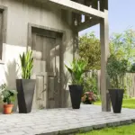 Indoor Outdoor Planters Set of 3 MgO Tall Planters Stackable Flower Pots with Drainage Holes for Garden Balcony Black - Image 10