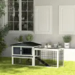 Indoor Rabbit Enclosure, House 59 2 Level Indoor Outdoor with Openable Top Dark Gray - Image 2
