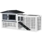 Indoor Rabbit Enclosure, House 59 2 Level Indoor Outdoor with Openable Top Dark Gray - Image 11