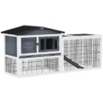 Indoor Rabbit Enclosure, House 59 2 Level Indoor Outdoor with Openable Top Dark Gray